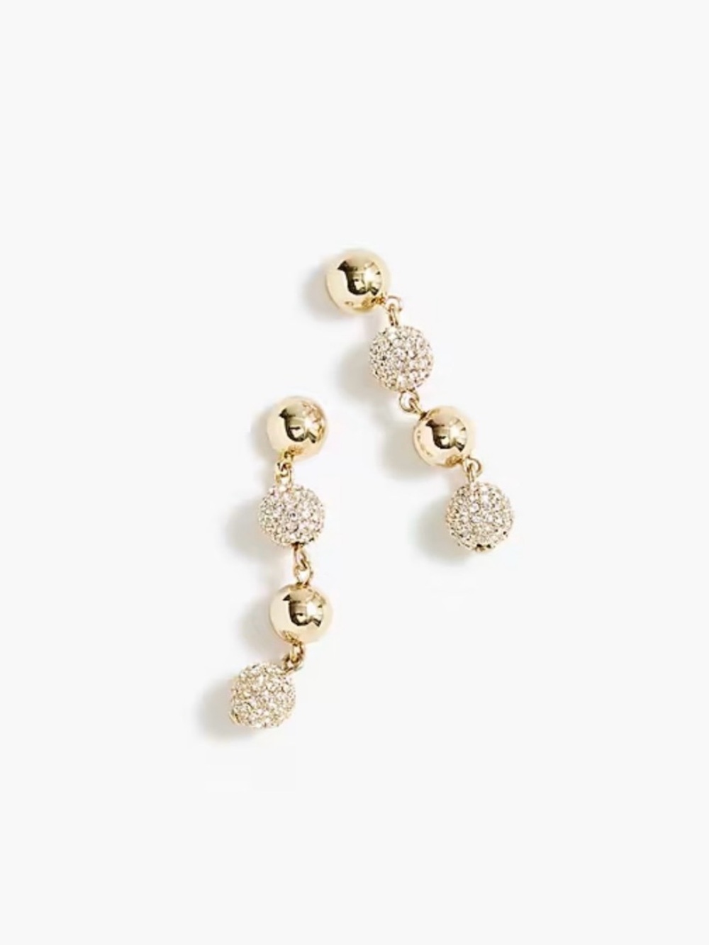 J Crew Gold Pave Crystal Drop Earrings